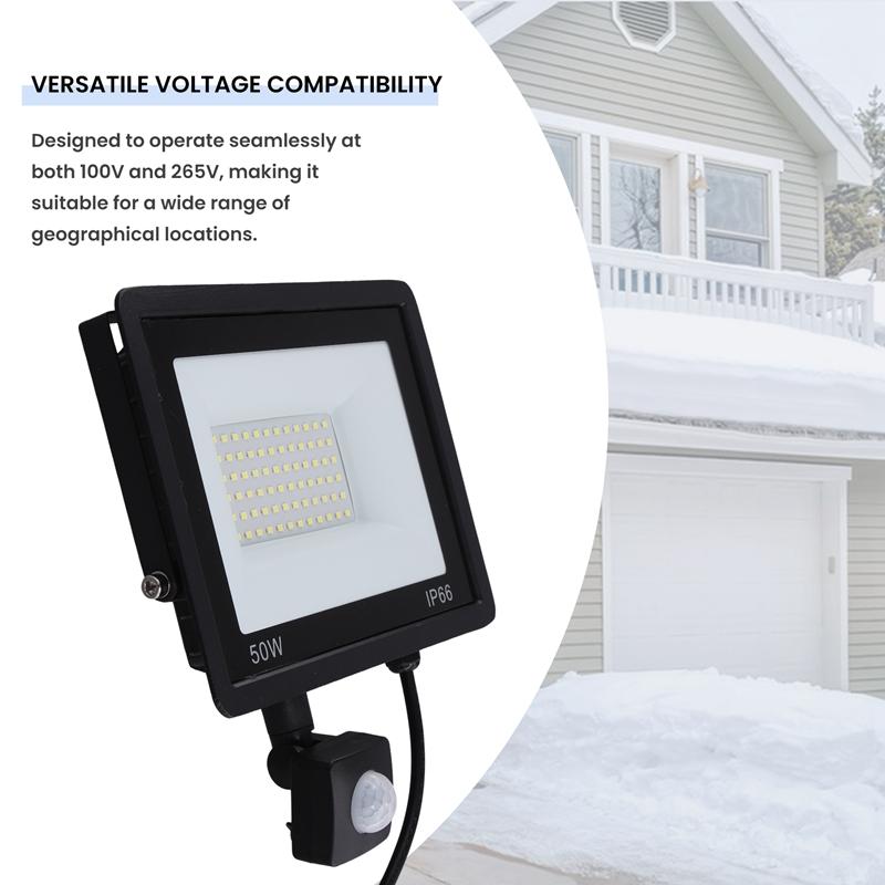 Sensor LED Flood Light 50W, Induction Spotlights IP66 Waterproof Ideal for Street, Square & Outdoor Lighting-A33R