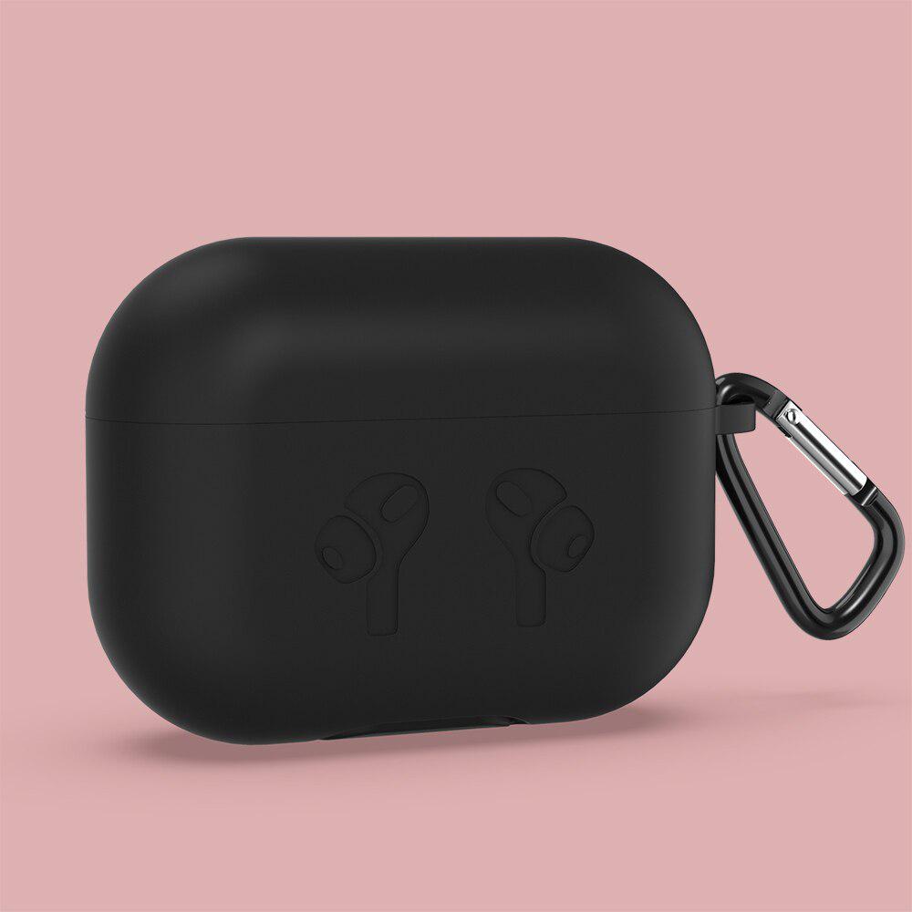 

Матовий чохол KEYSION для AirPods Pro з брелоком Hook Up Colorful Soft Silicone Shockproof Cover чорний