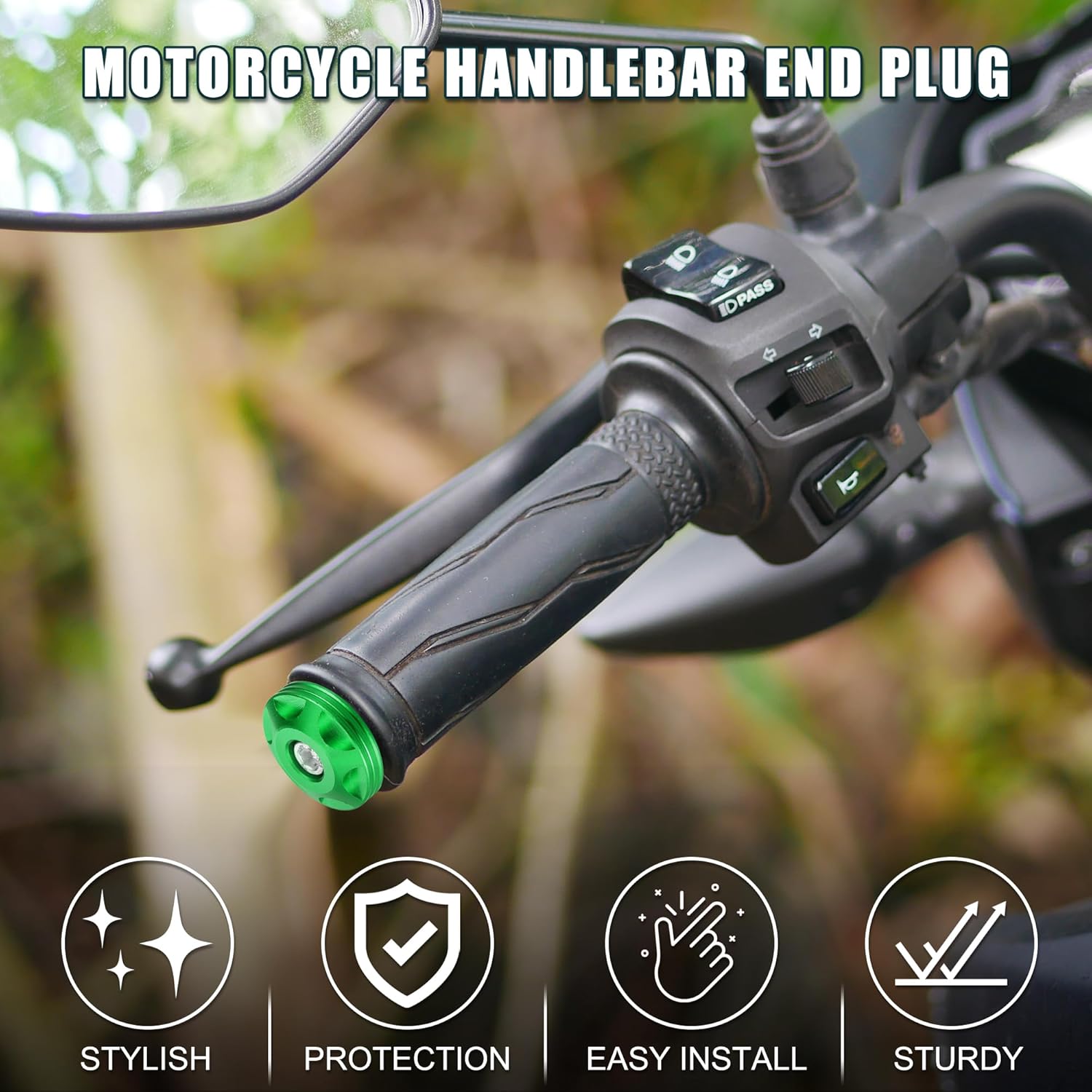 

Motorcycle Handlebar End Plug Aluminum Alloy 18mm-20mm 0.71 -0.79 32mm OD Fashionable | Front Handle Bar Grips Cap Gear Balanced Plug Green 1 Pair