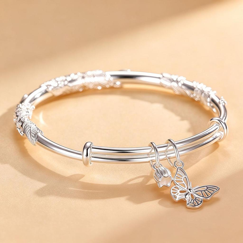 Blossom Butterfly Student Bracelet Women Solid Small Design Daily Wear New Chinese Style National Style Accessory Bracelet