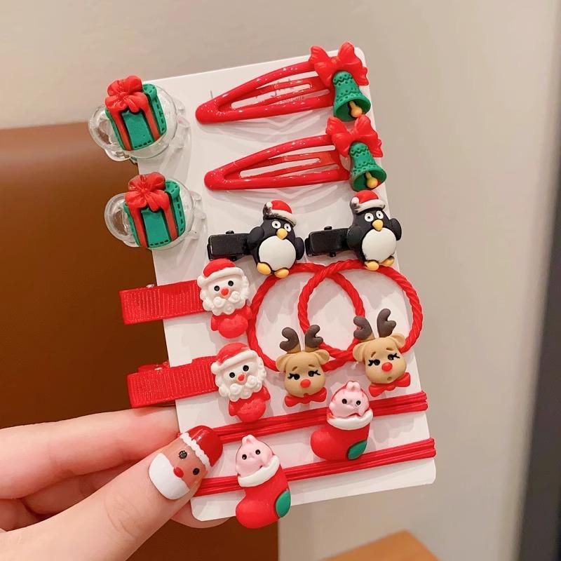Vinter Nytt Konstnärligt Jul Hårklämma Set i Fem Delar för Barn, Söta Ren Hårklämmor, Sidohåraccessoarer för Bebisar
