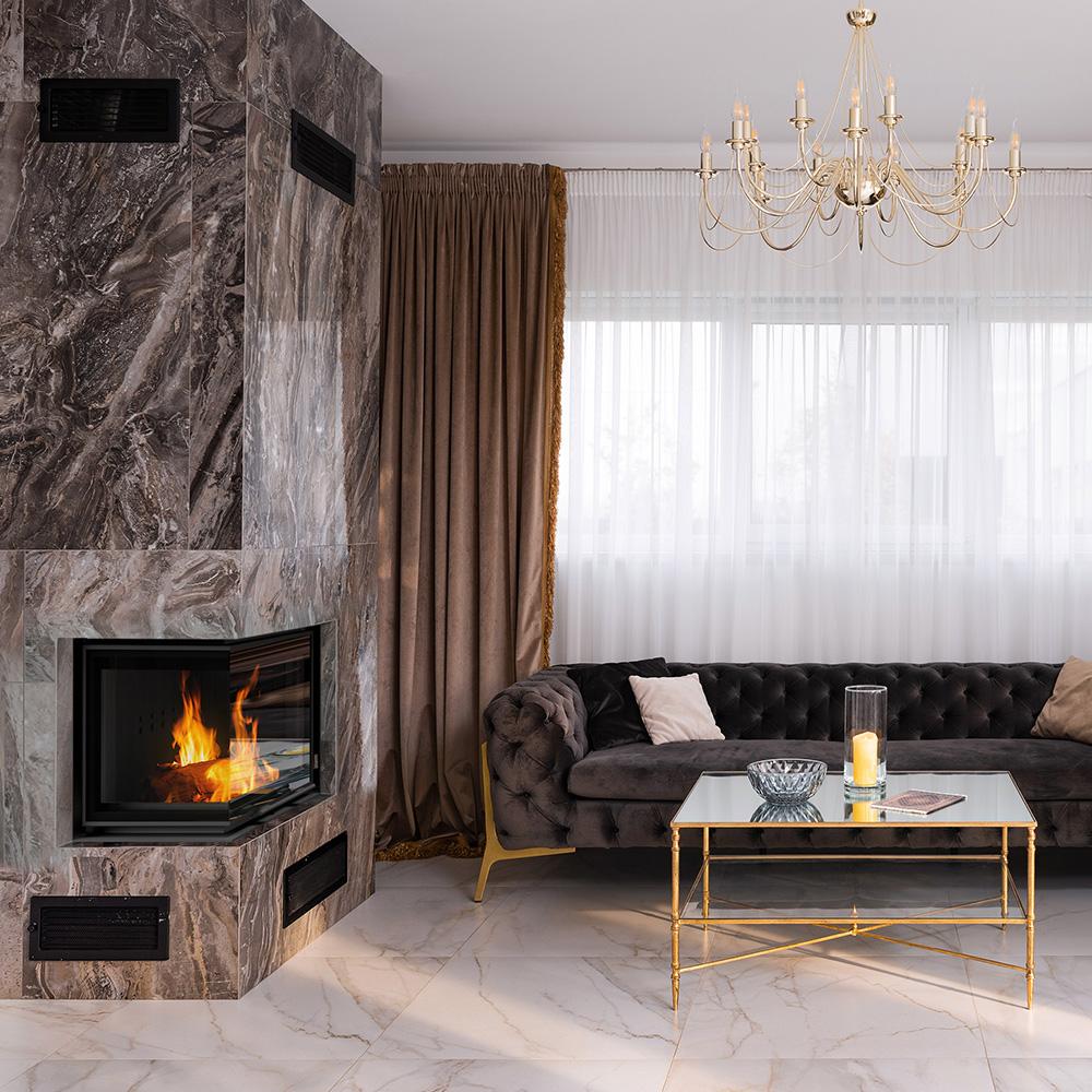 Steel fireplace KRATKI VNL 700/480 12 kW Ø 200 Lift-up black thermotec