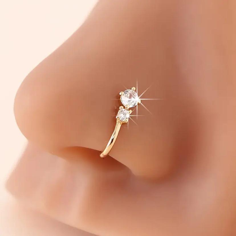 European and American Fashion Zirconia Nose Ring with U-shaped Clip for Women