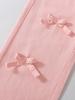 Single-piece girls' wide-leg straight-leg jeans with a fashionable, casual, trendy, and cute pink 3D bow.
