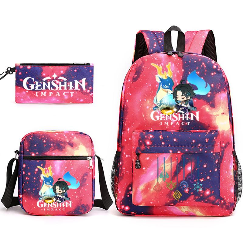 Three-piece Backpack Versatile High School Travel Bag