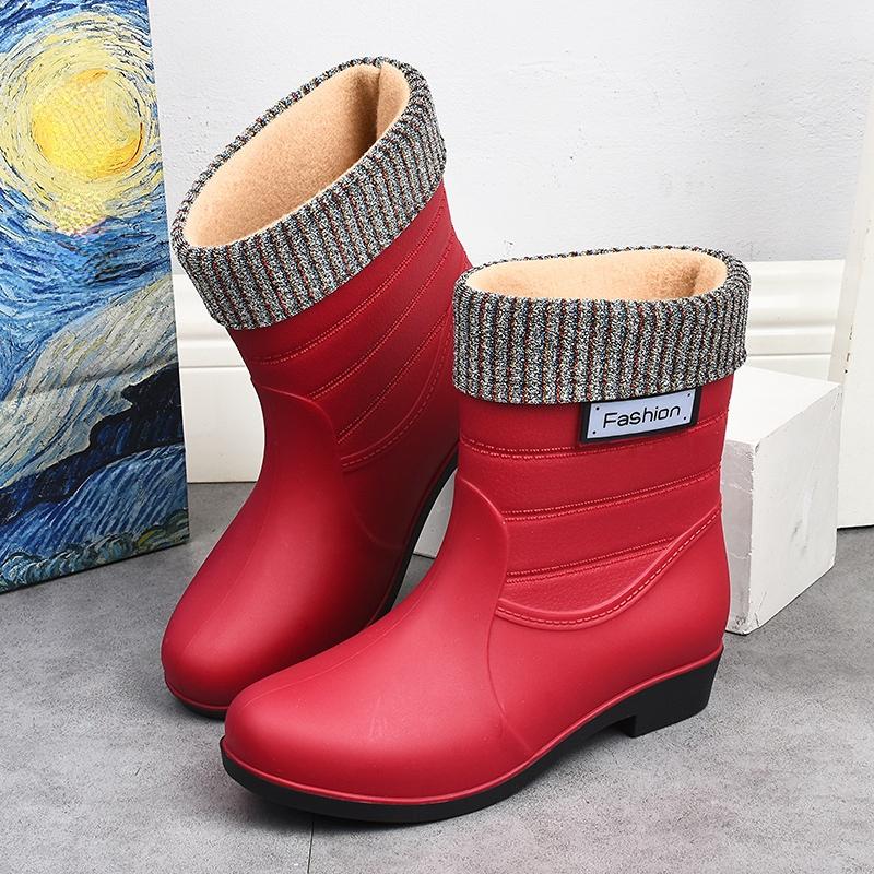 Fashion Rubber Boots for Women Rain Shoes Comfort Slip-on Waterproof Galoshes Woman Garden Water Shoes Rubber Rain Boots Botas De Lluvia