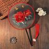 Traditional Chinese Style Round Fan, Chinese Style Suzhou Embroidery Double-Sided Embroidery, Pink Fairy Fan, Embroidery Craft Fan, Dance Fan, Hanfu