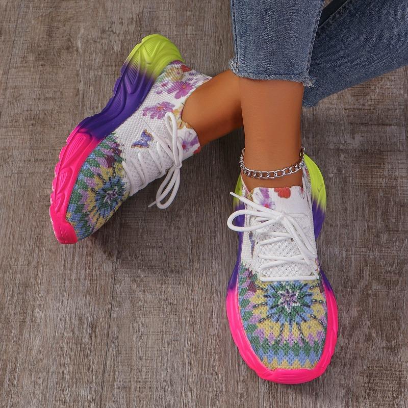 Fashion Feiwei Mesh Breathable Casual Shoes for Women 2024 Spring and Autumn New Fashion Thick-soled Multi-color Sports Shoes Large Size