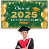 Graduation Decorations Congrats Grad Class of 2026 Backdrop - Green and Gold Grad Banner Background Photo Props Hanging Decorations for Indoor