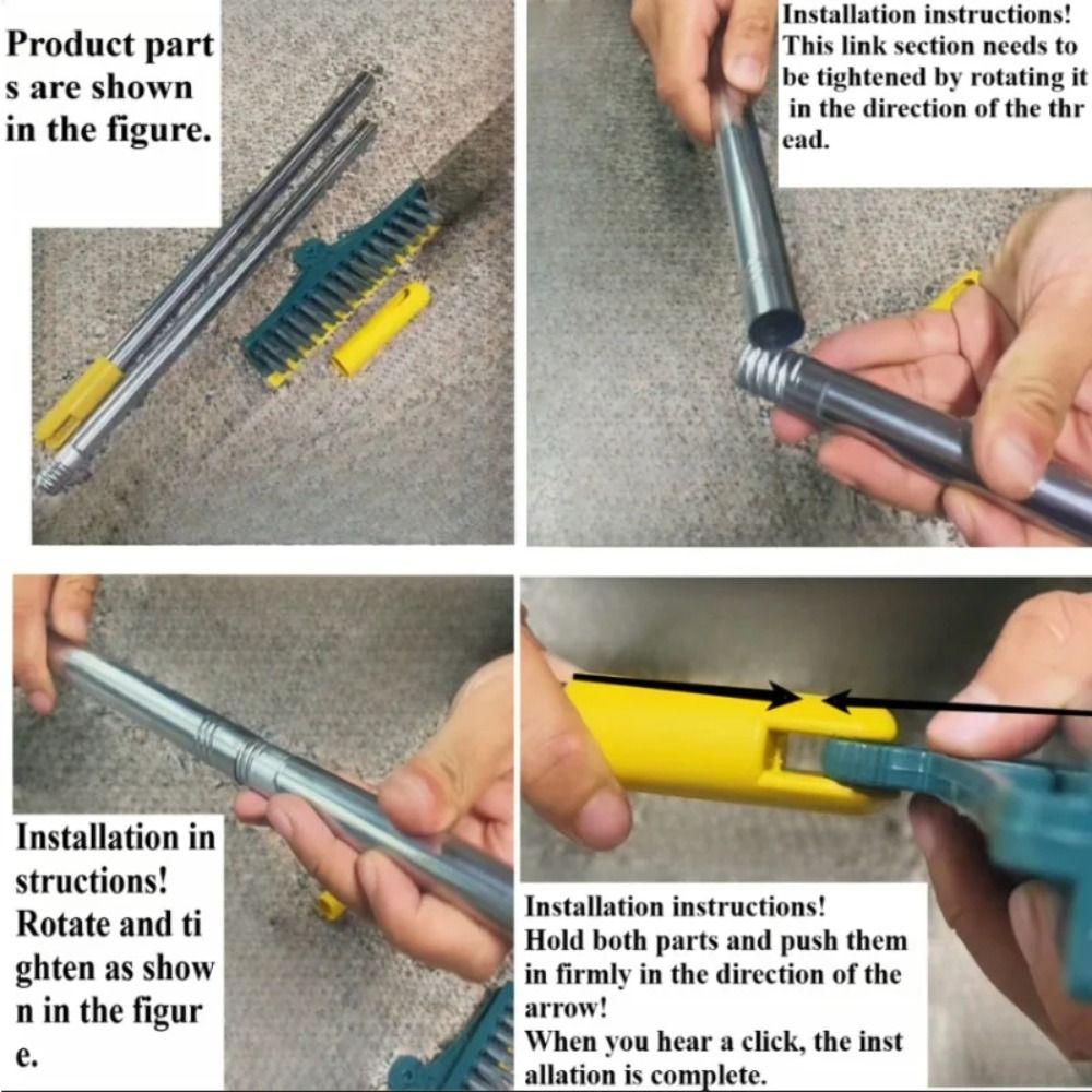 Multifunctional 3 In 1 Floor Scrub Brush Removable Wiper Rotating Cleaning Brush Long Handle Crevice Brush Tile Cleaning