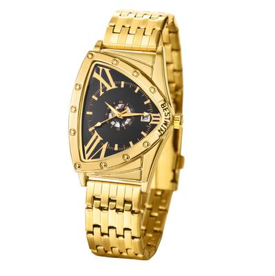 Üçgen Şık ve Romen Analog Paslanmaz Antika ve Altın ile ve Gün Erkek Saati için Harika Bir Hediye, Su Geçirmez, Alfabe, Takvim, Çelik,