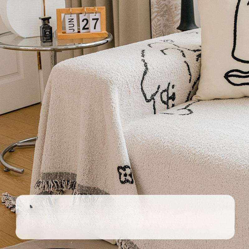 Cartoon Sofa Towel High-Grade Plush Yarn Sofa Cover Sofa Cover Cloth Full Covered Sofa Cover All-Inclusive Non-Slip