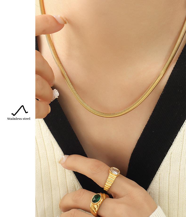 Gold-Plated Minimalist Snake Bone Chain Necklace - Hot-Selling European & American Jewelry