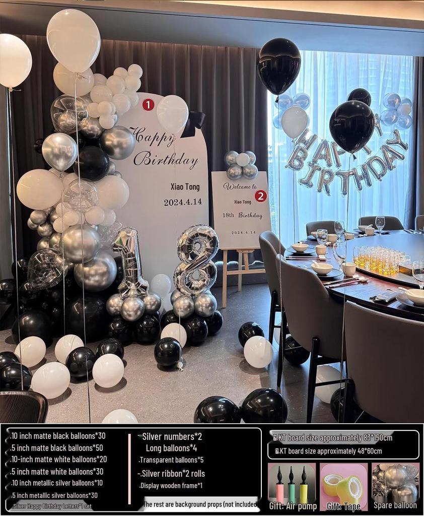 18th Birthday Party Decoration Set: Balloon Background Wall for Boys or Girls
