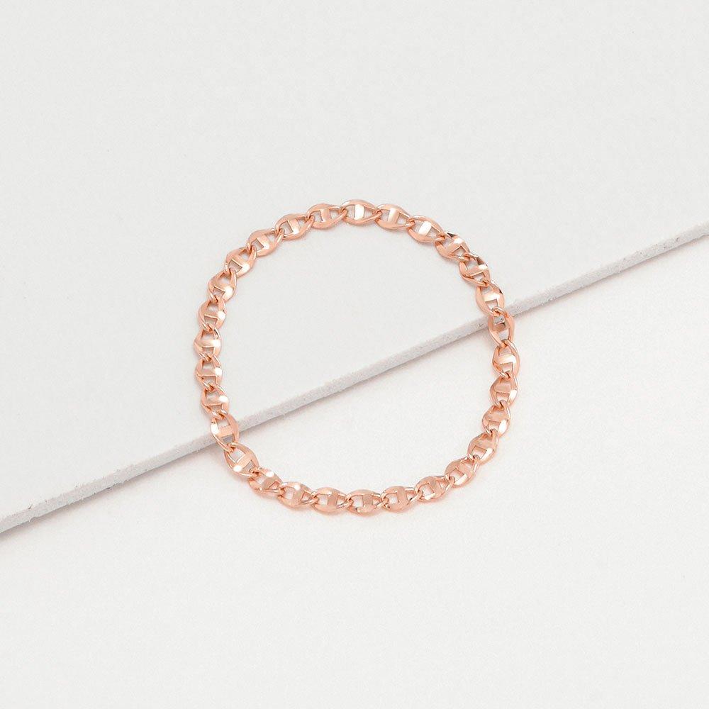 14K Simple Bean Ladder Chain Gold Ring Type-A