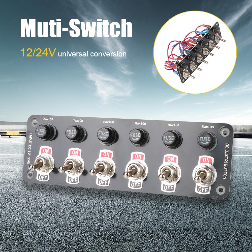 12V 24V 10A Fuse Rocker Switch Panel 6 Toggle Light Buttons Motorcycle ATV Start Racing Car Starter Accessories For Boat Truck