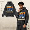 Oversized Streetwear Hoodie With Vintage Washed Racing Print Loose Fit Cotton Sweatshirt Men