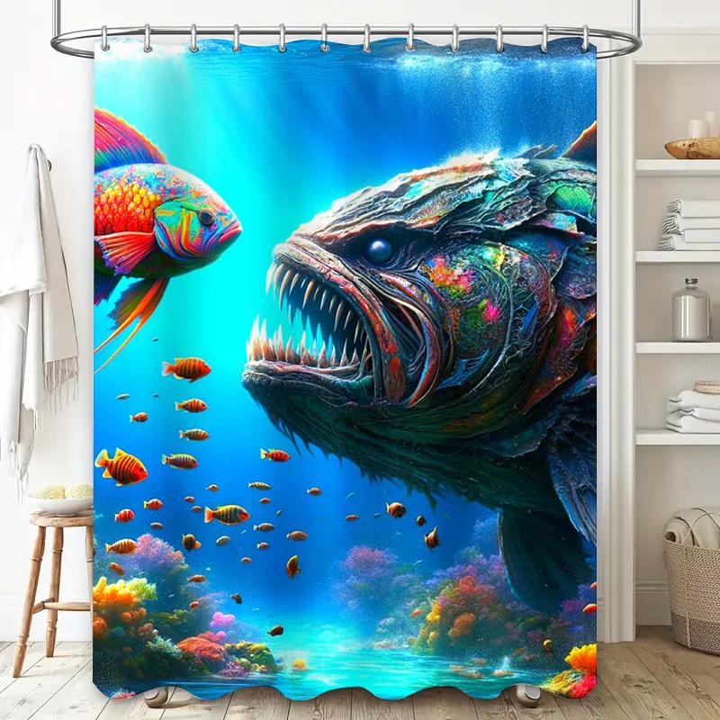 Oceanic Fishes Shower Curtain Underwater World Decor For Bathroom Vivid Colorful Coral Reefs Design Waterproof Fabric Shelves Wi