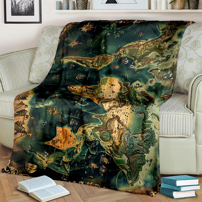 2025 New Style Retro Marine Nautical Chart Compass 3D Blanket,Soft Throw Blanket for Home Bedroom Bed Sofa Travel Office Cover