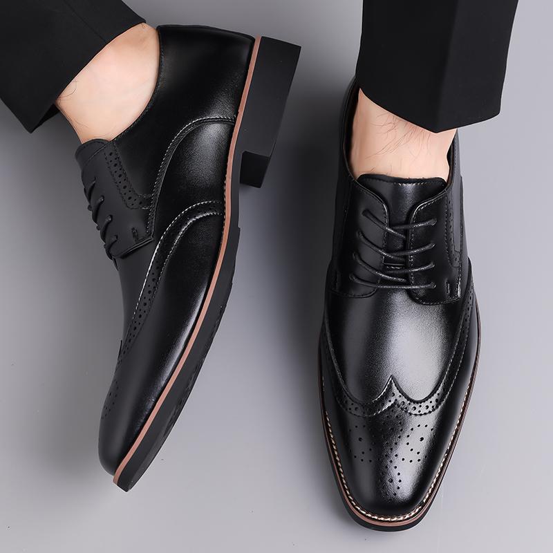 Business men's leather shoes Retro fashion style Leisure Outdoor Party  Black brown wedding Dress groom's shoes Plus Size 38-48