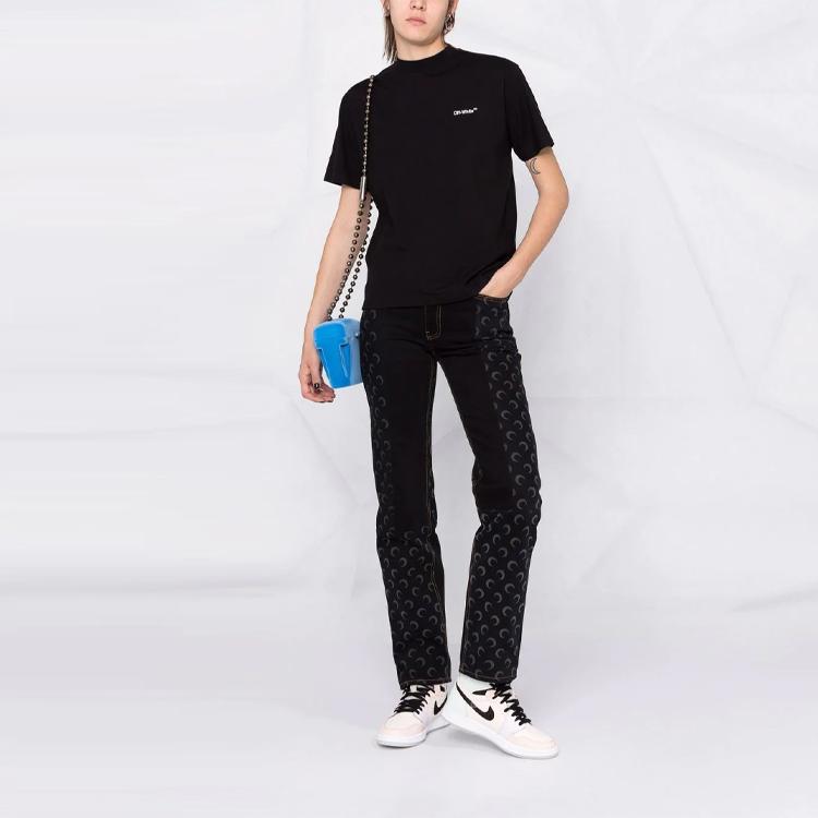 Off-White Diag Regular Tee Black/White Women Tops OWAA049C99JER0011001