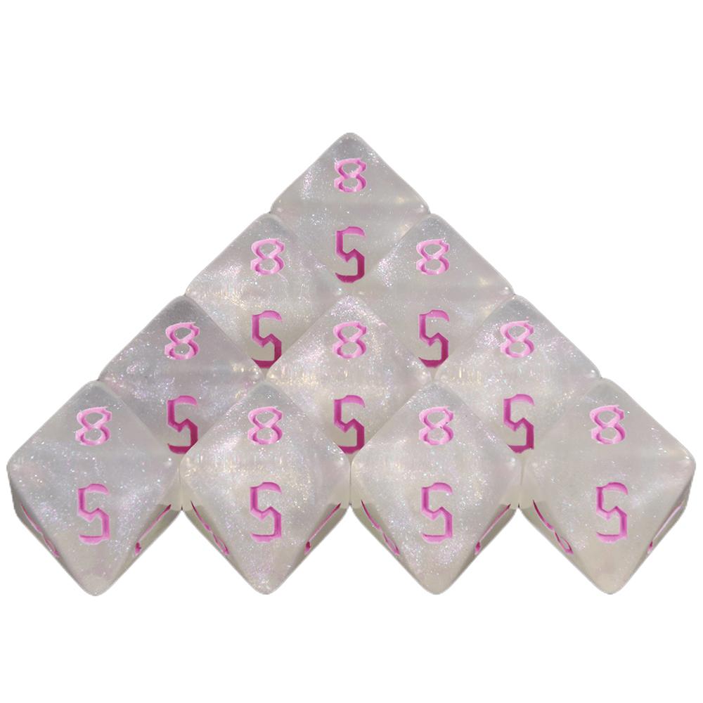 Acrylic Dice DND Dice Set D8 Polyhedral Dice for DND RPG Table Game 10pcs Game Dice