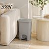 White And Gray Trash Can Pedal Can, with Dual-mode Lid, Easy Access Garbage Household Foot Operated Bin Odor-proof Slim Solid Color Waste Basket, for