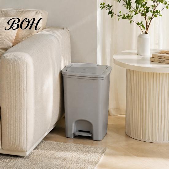 White And Gray Trash Can Pedal Can, with Dual-mode Lid, Easy Access Garbage Household Foot Operated Bin Odor-proof Slim Solid Color Waste Basket, for