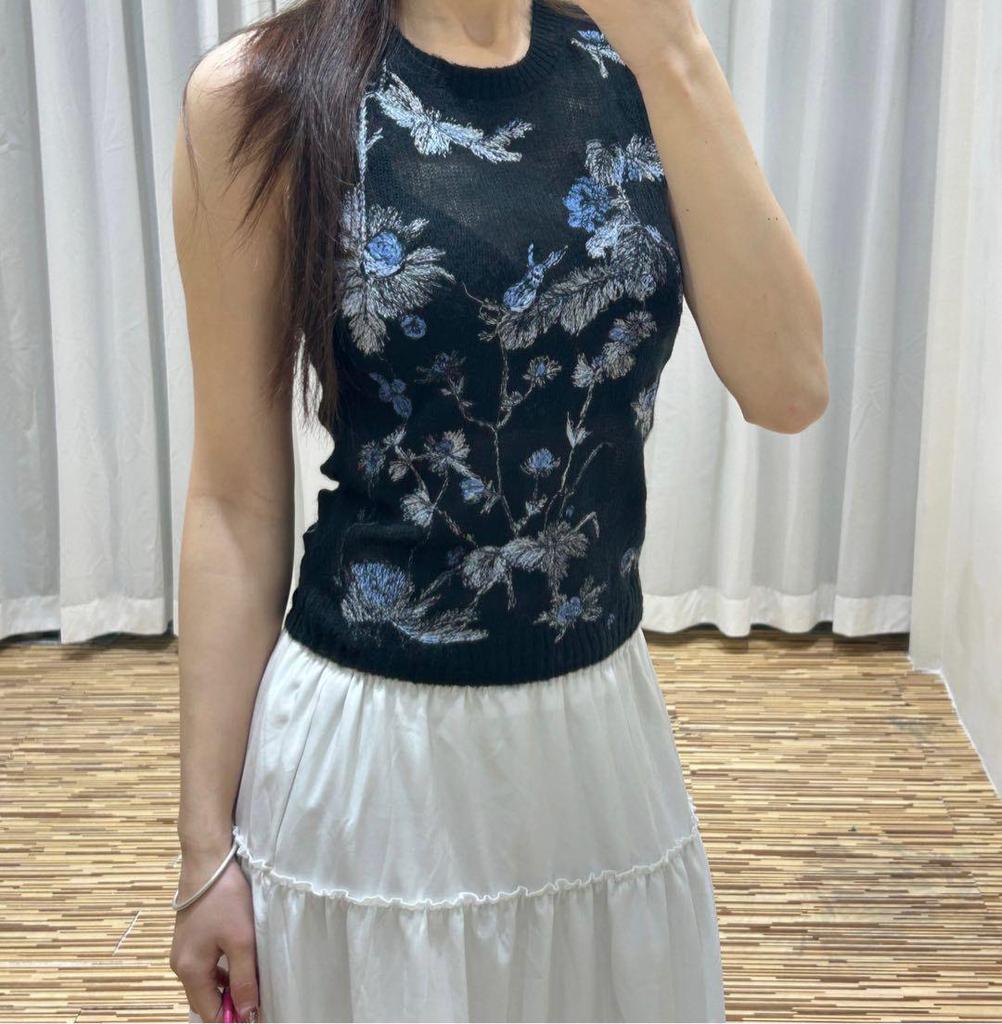 Vysoce kvalitní květinový vlněný mohérový vyšívaný kardigan s výstřihem do V