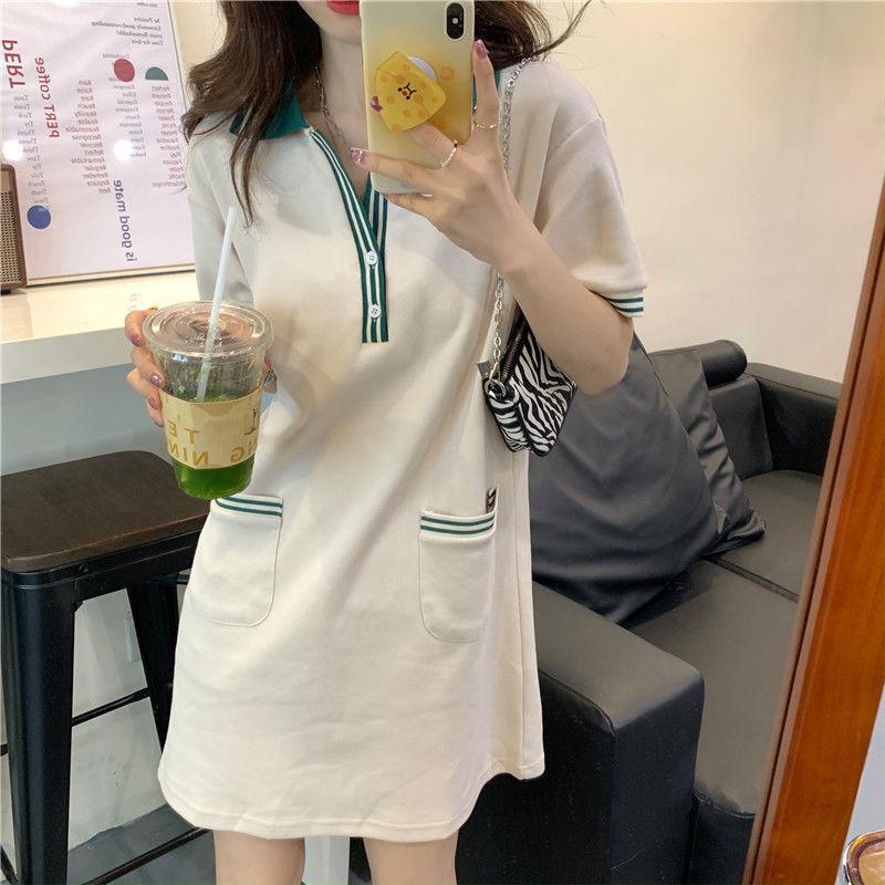 Cotton POLO collar dress contrasting color summer Korean version new sports and leisure short-sleeved T-shirt skirt children