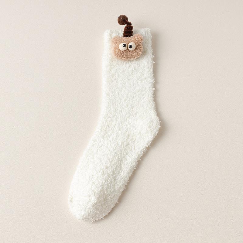 Female Autumn and Winter Model Adds Thick Add Velvet To Keep Warm Sleeping Floor In Tube Socks