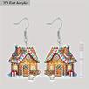 2D Flat 2pairs Christmas Candy House Acrylic Dangle Earrings, Perfect Gift for Women, Christmas Party Jewelry