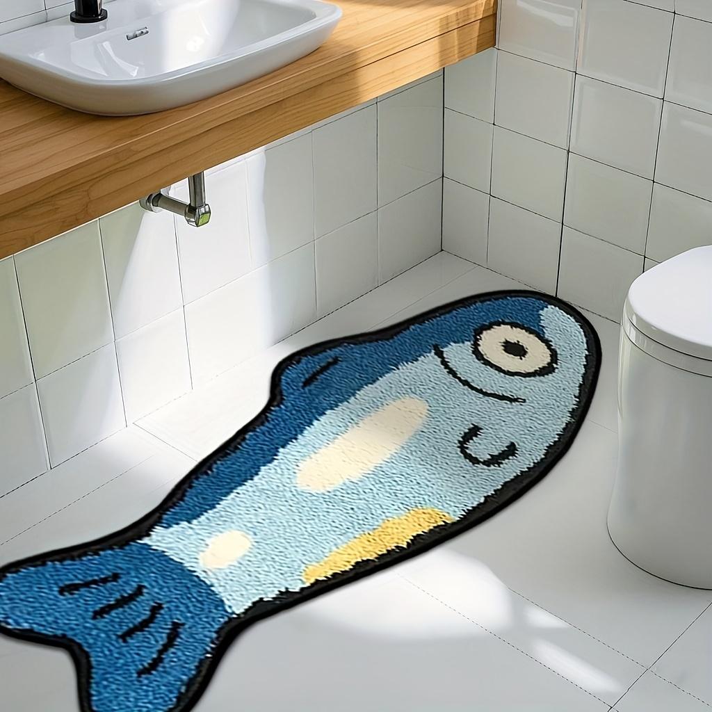 

1 шт. Коврик для домашнего декора с синим узором маленьких рыбок, Высококачественный плюшевый мягкий коврик для спальни, Пушистый удобный декоративный коврик для гостиной/коридора 40x120cm/15.7x47.2in
