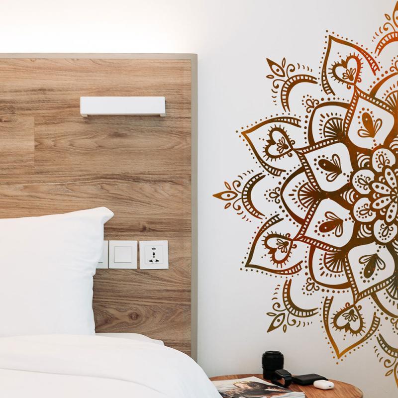 Lotus Wall Sticker Boho Mandala Flower Removable Wall Decals For Living Room Bedroom Tv Wall