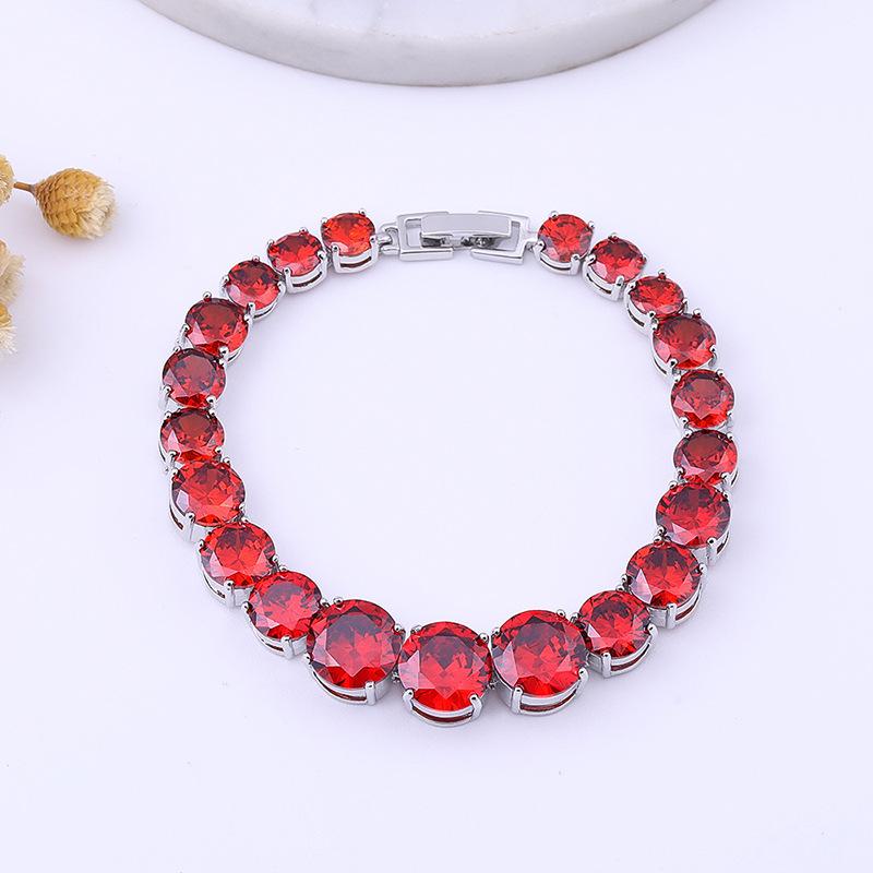 Náramek se zirkony postupné velikosti s měděnou platinou a drahokamy, ručně vyráběné kulaté barevné šperky.