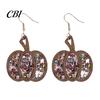 Hypoallergenic Earrings for Sensitive Ears 1 Pair Fall Thanksgiving Pumpkin Women, Wooden Festive Shaped Dangle Drop Earrings, Autumn Halloween