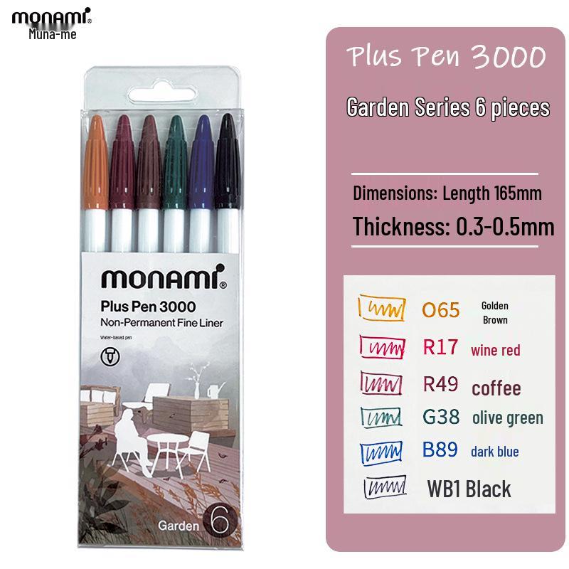 MONAMI Munami 3000 Vezel Waterverf Fijnpunt Pen Set, 24 Kleuren