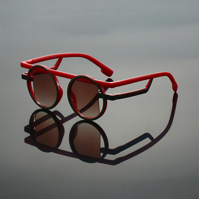 KAMMPT Round Sunglasses New Fashion Punk Funny Gradient Casual Sun Glasses Trendy Chic Brand Design Patchwork Decor Shades