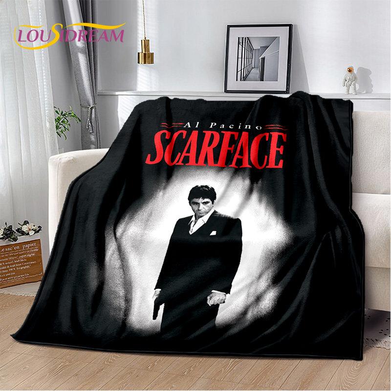 Фильм Лицо со шрамом Тони 3D печать мягкое плюшевое одеяло, фланелевое одеяло плед для гостиной спальни кровати дивана пикника чехол 75x90cm