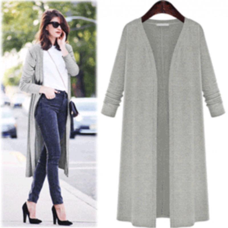 

Plus Size Women s Spring Cardigan: Thin Knit Jacket and Windbreaker One Size світло-сірий колір