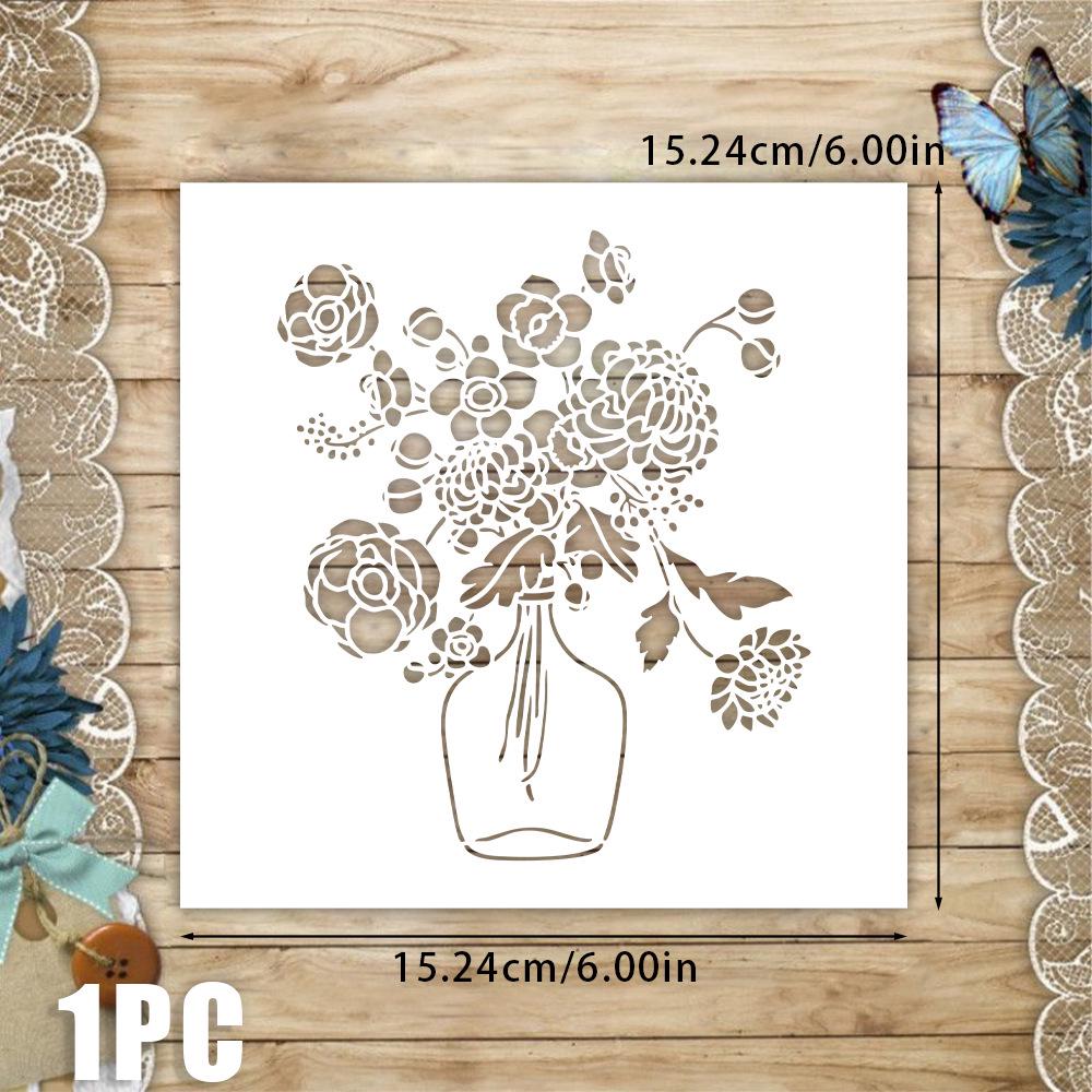 Flower Pattern Painting Stencil for Journal Decoration - Reusable PET Template