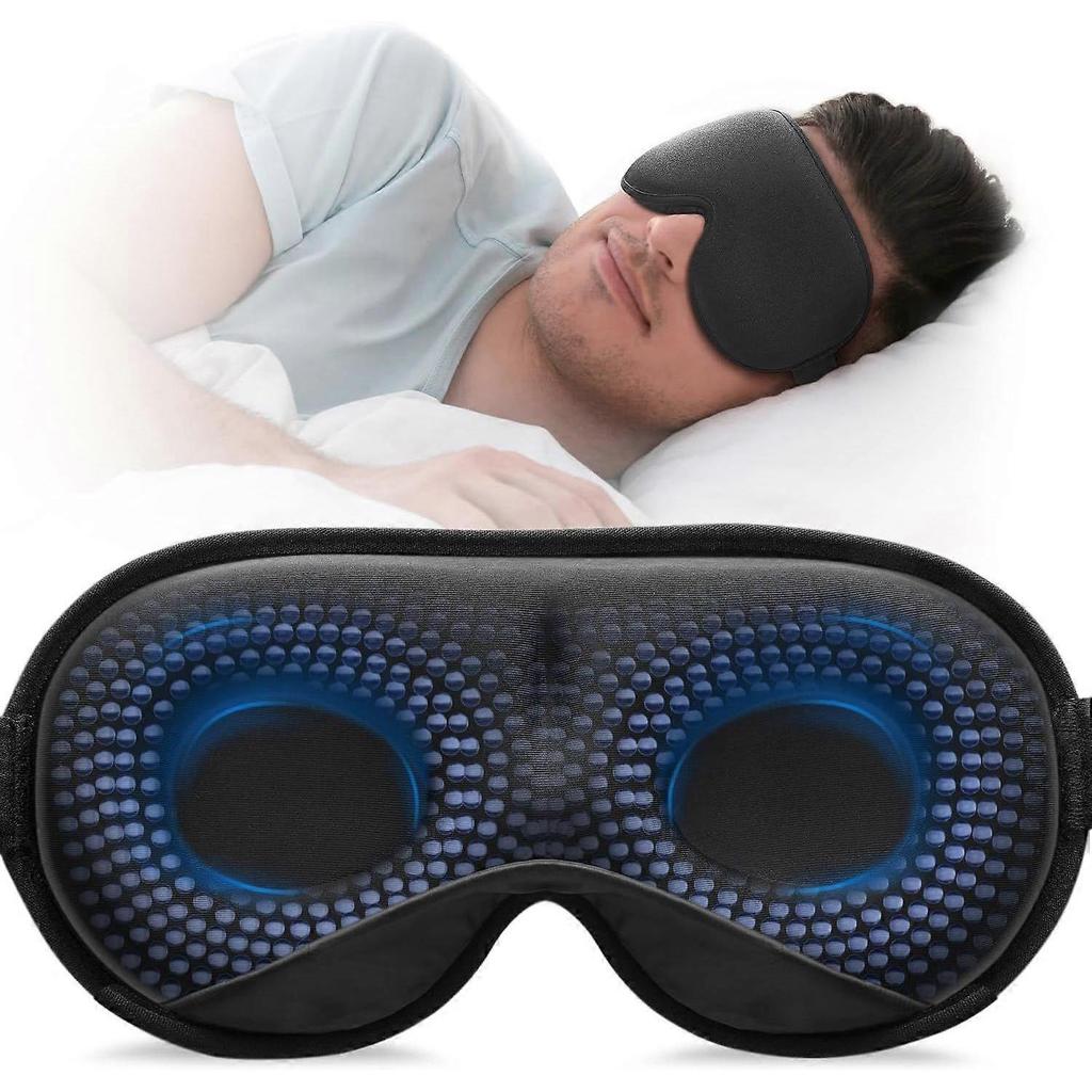 Weighted Sleep Mask, Women Men 3D Blocking Lights Sleeping Mask (4.2oz/120g), Pressure Relief Night Sleep Eye Mask with Adjusta
