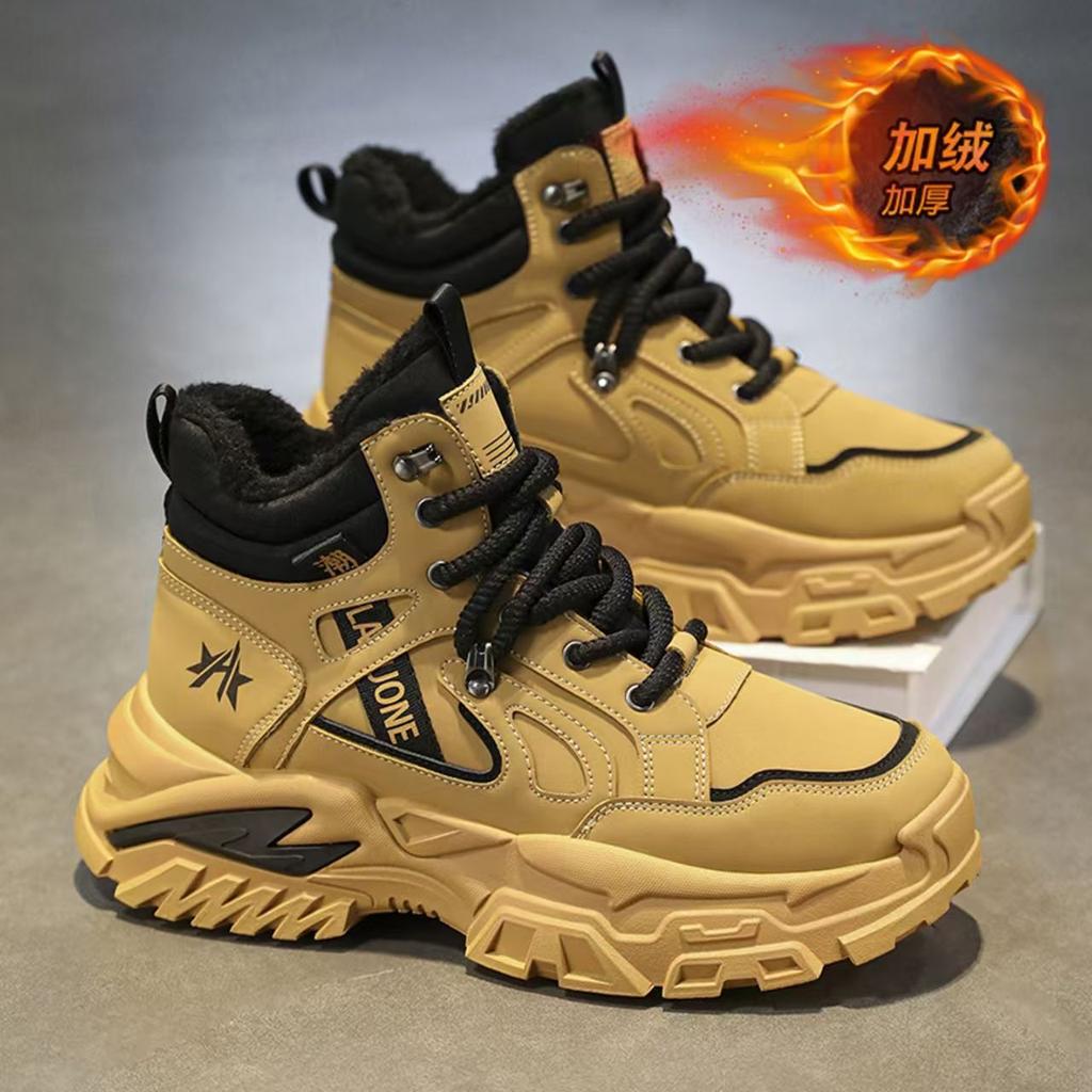 High-top men's shoes winter new velvet warm thickened cotton shoes sports dad shoes outdoor snow boots