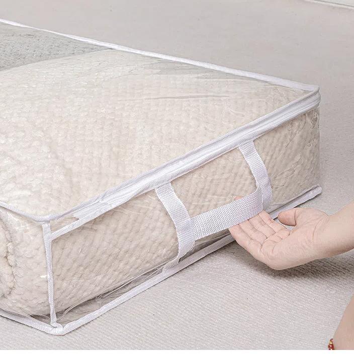 Boîte de rangement pour lit, tiroir plat transparent pour vêtements, finition de couette, boîte de rangement pliable, boîte de rangement sous le lit