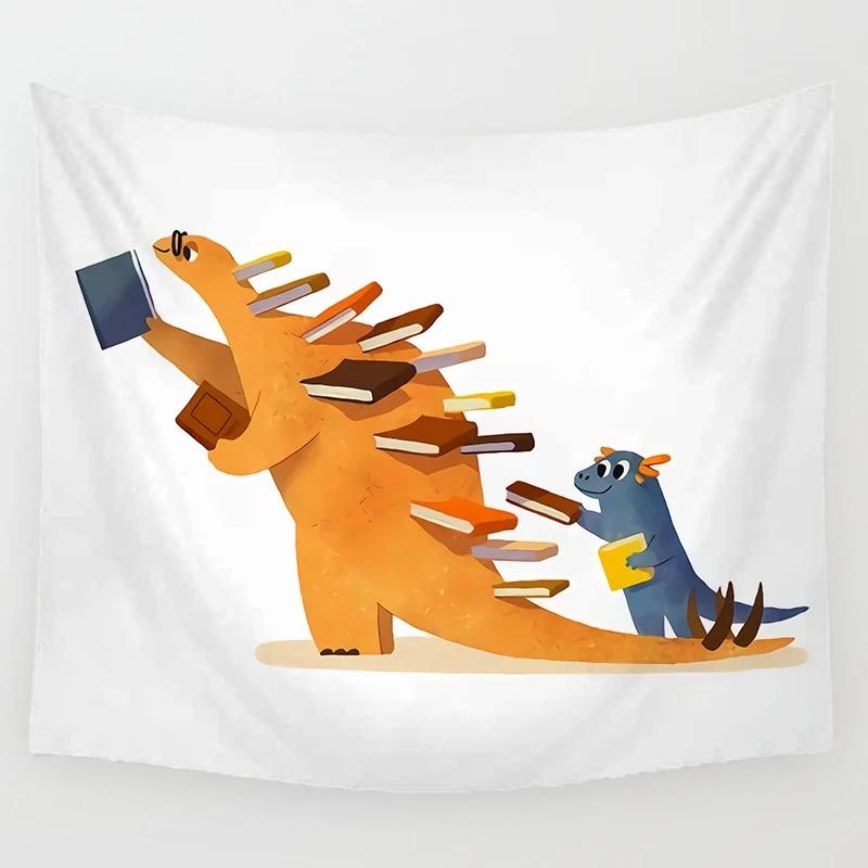 Wanddekoration Zuhause Wandteppich Liebt Lesen Kleiner Dinosaurier Kunst Hintergrund Büro Wohnzimmer Wandteppich