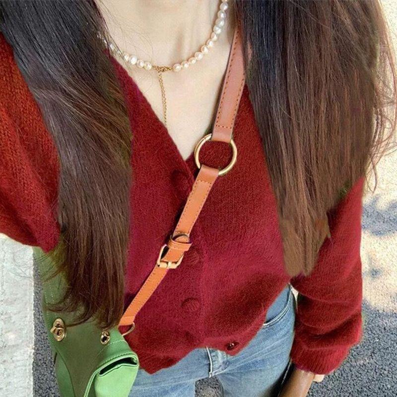 Autumn Winter Women's Knitted Cardigan Women V-Neck Short Solid Sweater Coat Korean Simple Casual Long Sleeve Tops