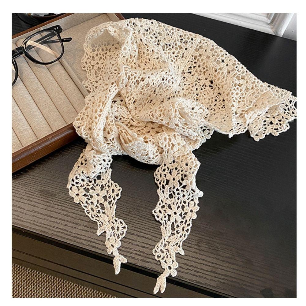 Slim Fit Hip Curtain Lace Trim Apron Wrap Skirt Trendy Triangular Headscarf  Women