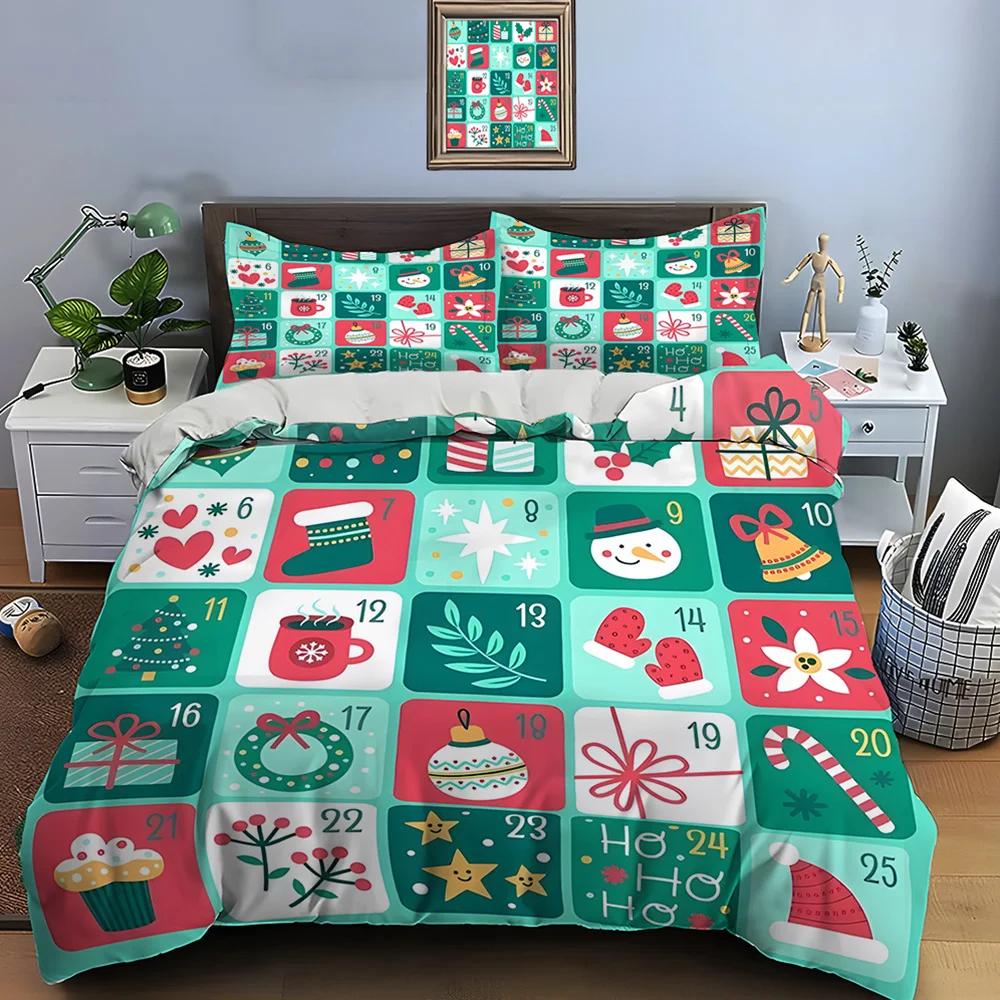 Christmas Print Bedding Set Duvet Cover 1 Duvet Cover 2 Pillowcases Adult and Kids Bedding Set Luxury Holiday Christmas Gifts