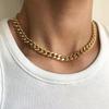 14k Gold Ip Plated Stainless Steel Thick Cuban Link Chain Choker Necklace Chunky Statement Necklace