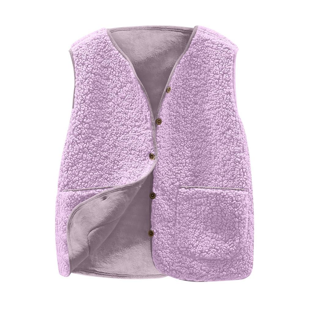 Women's Fashion Casual Loose Lamb Wool Female Short Winter Vest